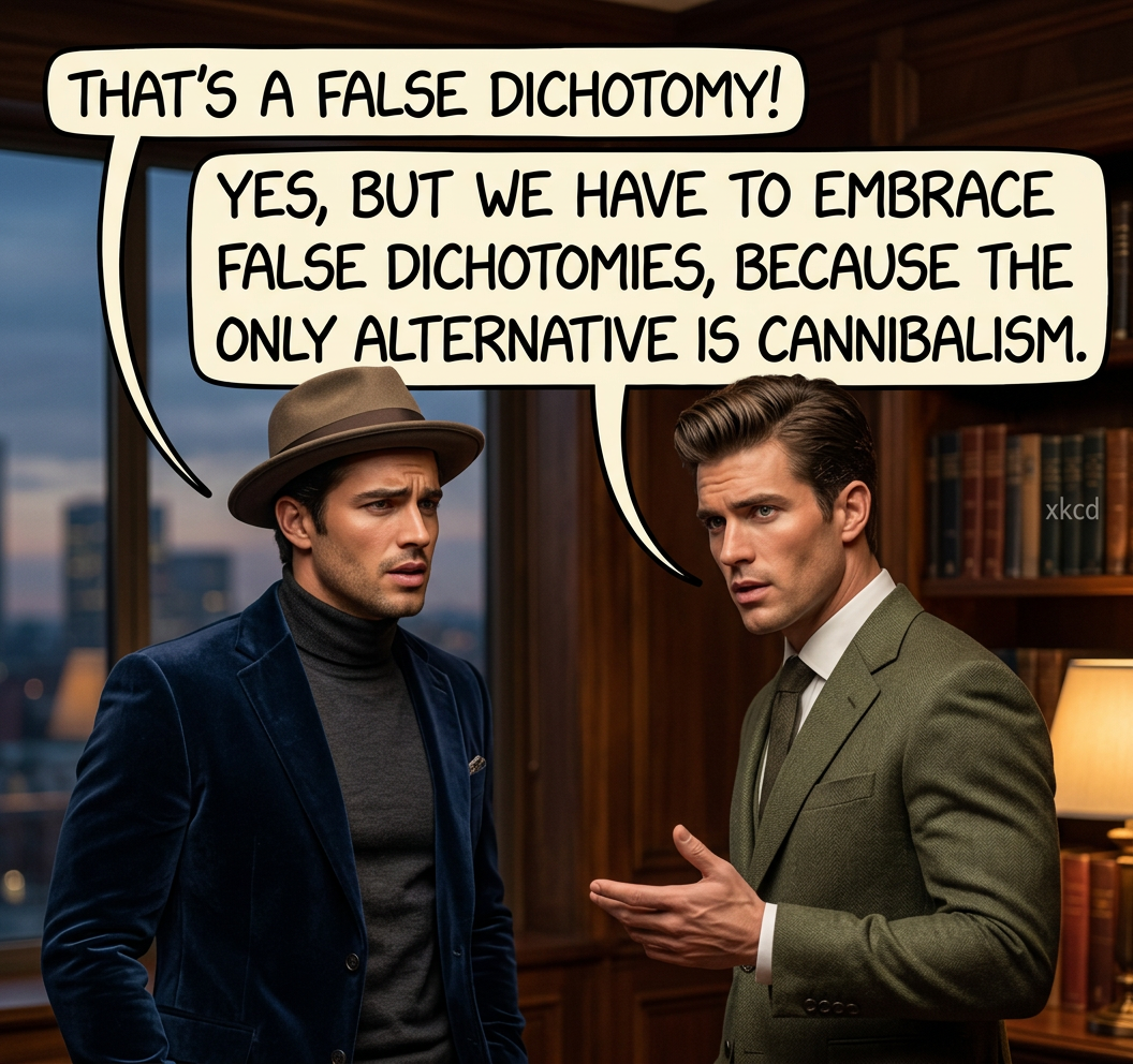 There are two types of dichotomy: False dichotomies, true dichotomies, and surprise trichotomies.