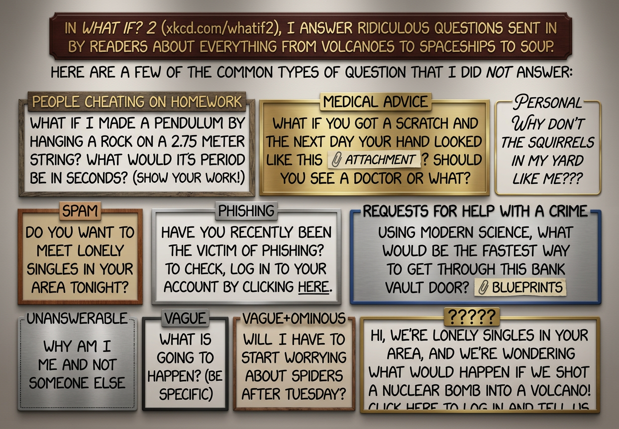 You can click to preorder to get a copy of What If? 2 when it comes out 9/13, assuming we all make it past the spider situation(?) on Tuesday(?).