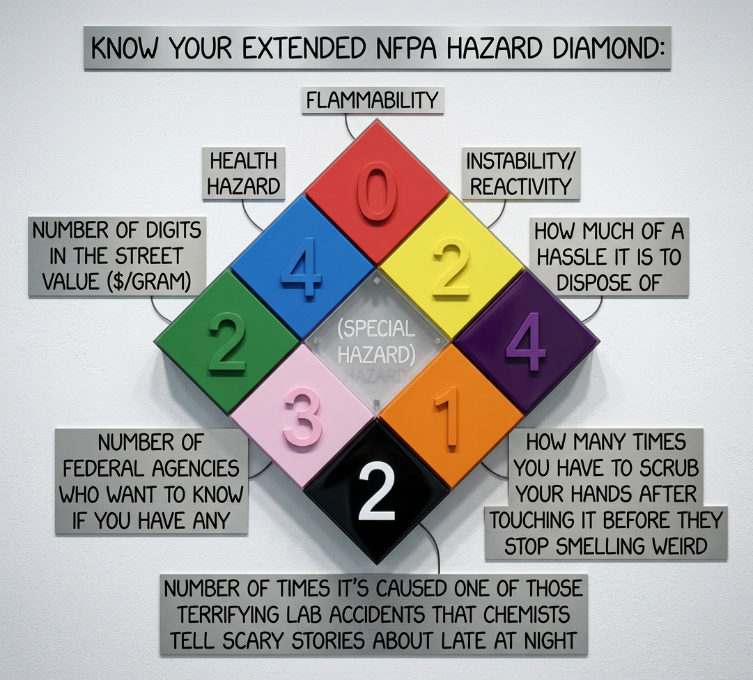With most labs, the hushed horror stories are about something like dimethylmercury or prions, but occasionally you'll get a weird lab where it's about the soda machine or the drop ceiling.