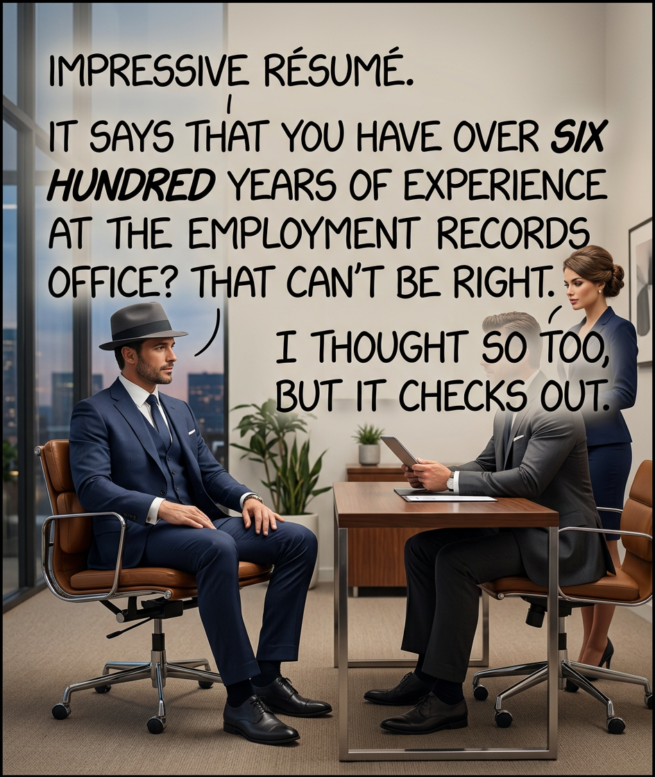 'So how DID you go from working at the employment records office to becoming president of MIT and CEO of IBM?' 'I guess I just have an eye for opportunities.'