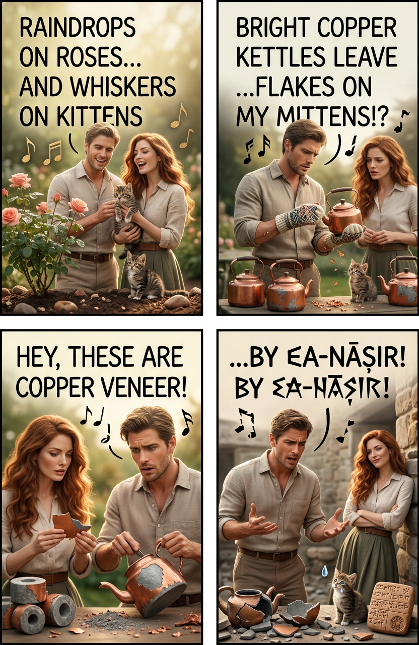 When an Ur guy / sells Nanni things / but the copper's bad, / He simply records his complaint for all time / "I got a bad deal / I'm maaaaad"