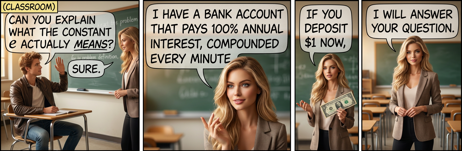 Yeah, my math teacher back in high school set up the system to try to teach us something or other, but the 100% rate was unbelievably good, so I engineered a hostile takeover of his bank and now use it to make extra cash on the side.