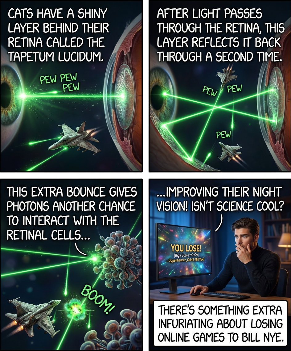 Using a reflective wall in a game to give one shot two chances to hit is called a double-tapetum lucidum.