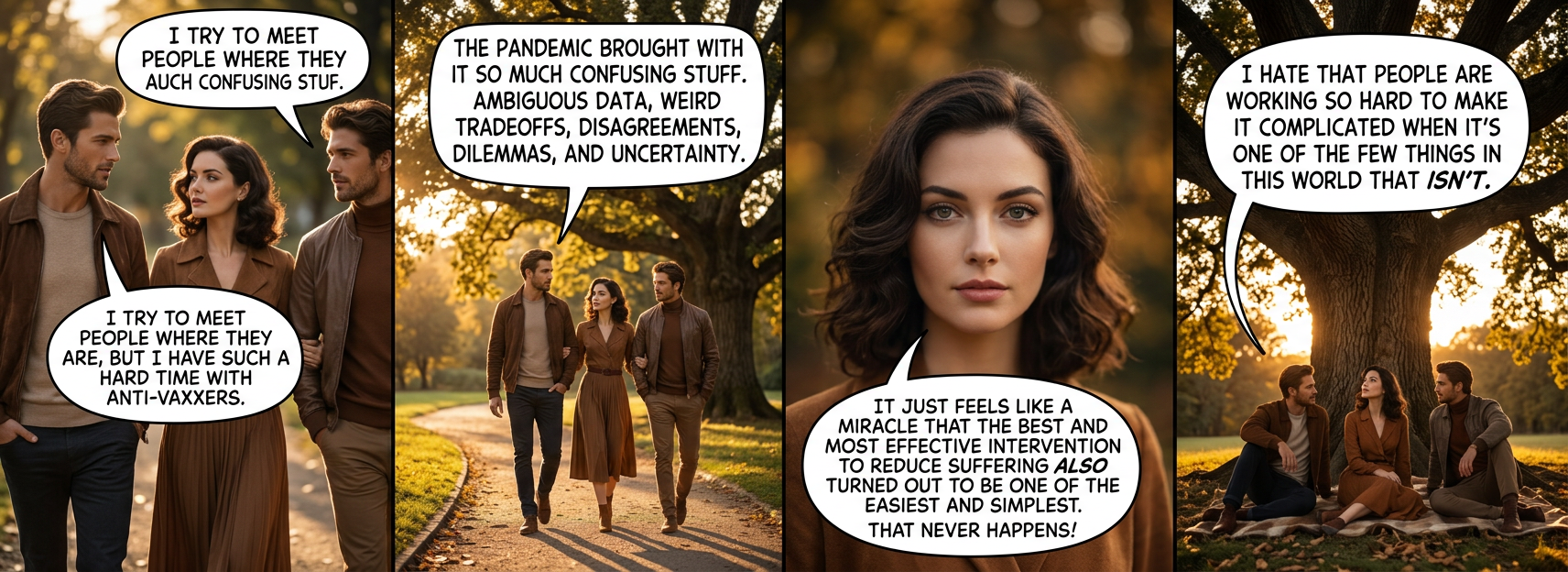 The vaccine stuff seems pretty simple. But if you take a closer look at the data, it's still simple, but bigger. And slightly blurry. Might need reading glasses.