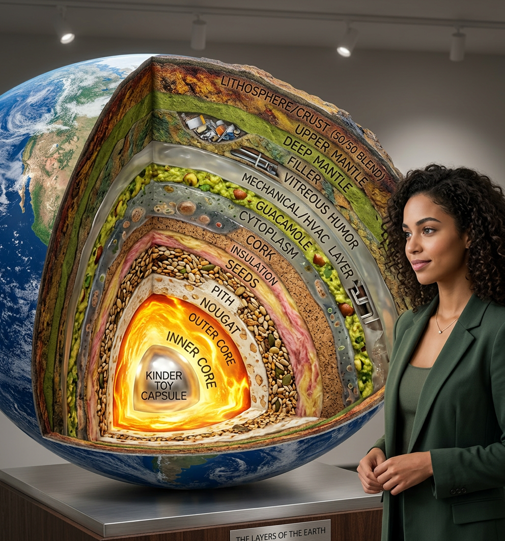 The Earth's magnetic field is primarily generated by currents in the liquid outer core, though some geophysicists argue that an unexplained mismatch with models suggests that the Kinder toy contains a magnet.