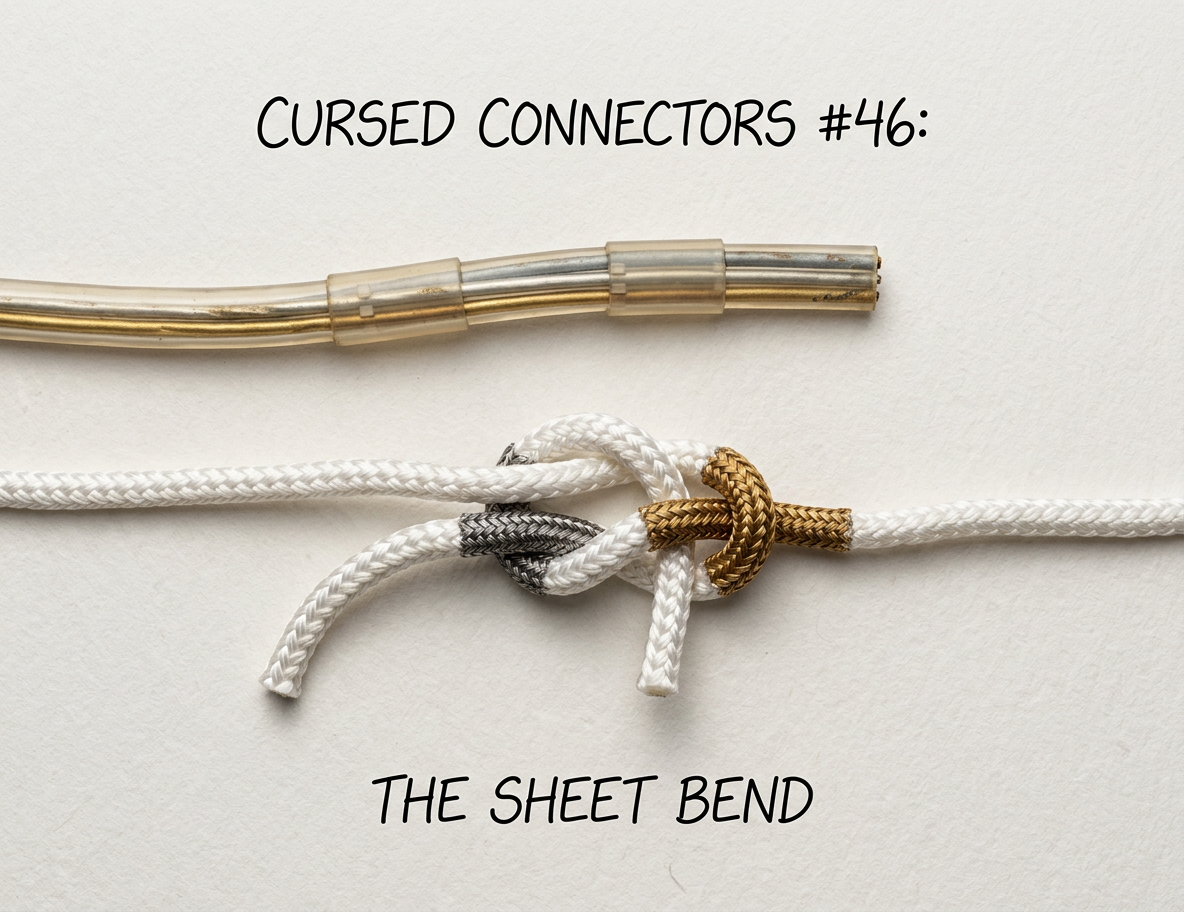 A left-handed sheet bend creates a much weaker connection, especially under moderate loads.