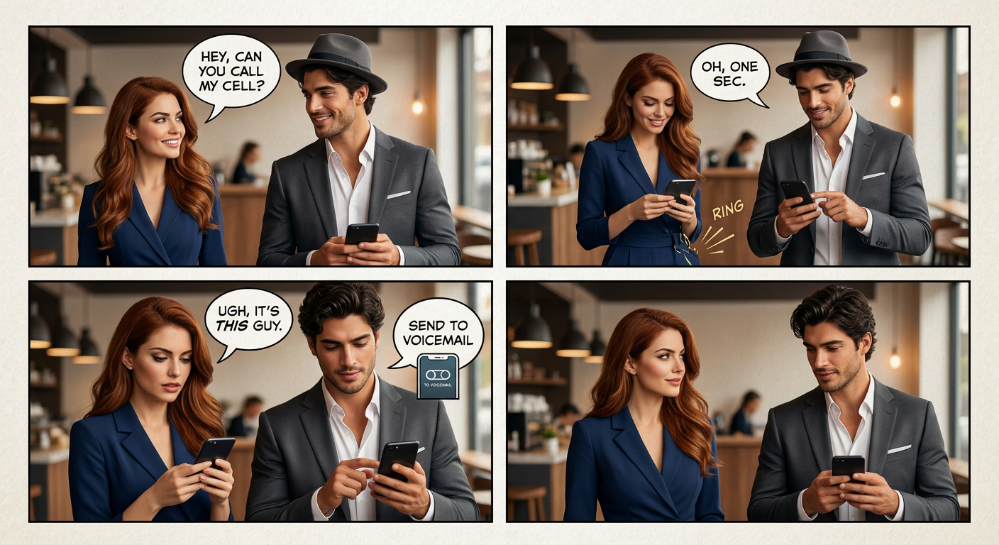 'Hey, can you call my cell?' '...I'm trying, but it says this number is blocked?' 'Ok, thanks, just checking.'