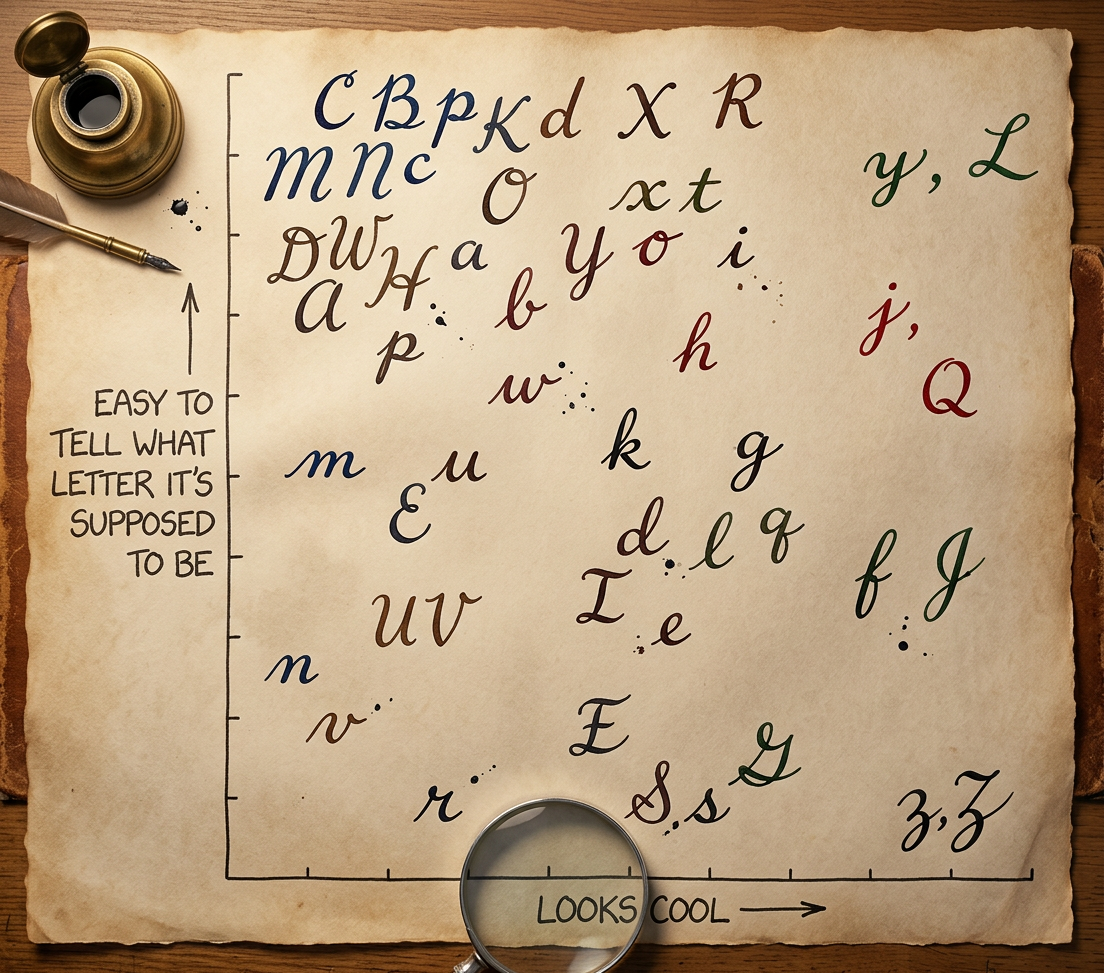 𝓘 𝓽𝓱𝓲𝓷𝓴 𝓬𝓪𝓹𝓲𝓽𝓪𝓵 𝓛 𝓲𝓼 𝓹𝓻𝓸𝓫𝓪𝓫𝓵𝔂 𝓽𝓱𝓮 𝓶𝓸𝓼𝓽 𝓯𝓾𝓷 𝓽𝓸 𝔀𝓻𝓲𝓽𝓮, 𝓽𝓱𝓸𝓾𝓰𝓱 𝓵𝓸𝔀𝓮𝓻𝓬𝓪𝓼𝓮 𝓺 𝓲𝓼 𝓪𝓵𝓼𝓸 𝓪 𝓼𝓽𝓻𝓸𝓷𝓰 𝓬𝓸𝓷𝓽𝓮𝓷𝓭𝓮𝓻.