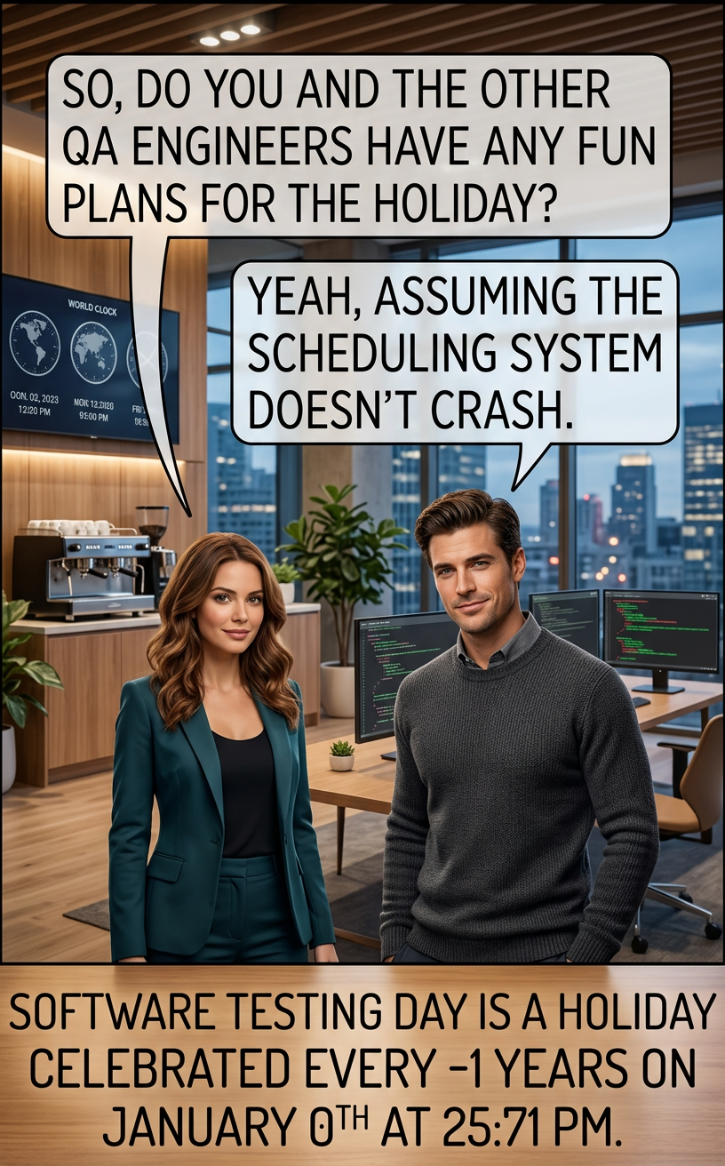 The company tried to document how often employees were celebrating Software Testing Day, but their recordkeeping system kept mysteriously crashing.