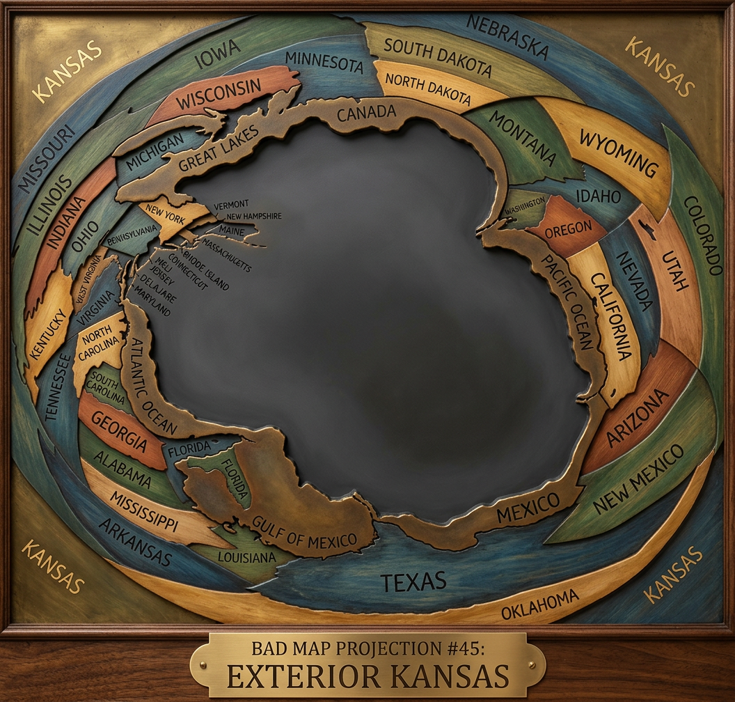Although Kansas is widely thought to contain the geographic center of the contiguous 48 states, topologists now believe that it's actually their outer edge.