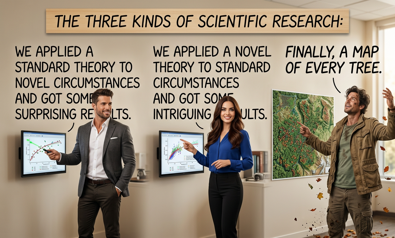 The secret fourth kind is 'we applied a standard theory to their map of every tree and got some suspicious results.'