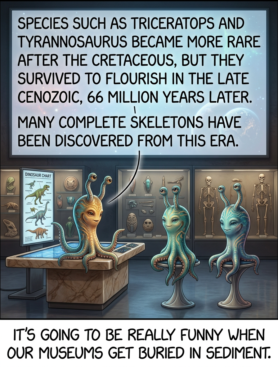 Our nucleic acid recovery techinques found a great deal of homo sapiens DNA incorporated into the fossils, particularly the ones containing high levels of resin, leading to the theory that these dinosaurs preyed on the once-dominant primates.