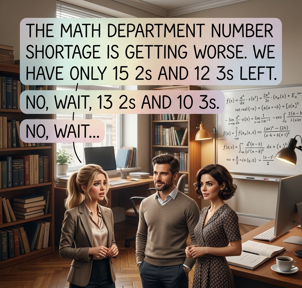 "10 minutes ago we were down to only 2 0s!" "How many do we have now?" "I ... don't know!!"