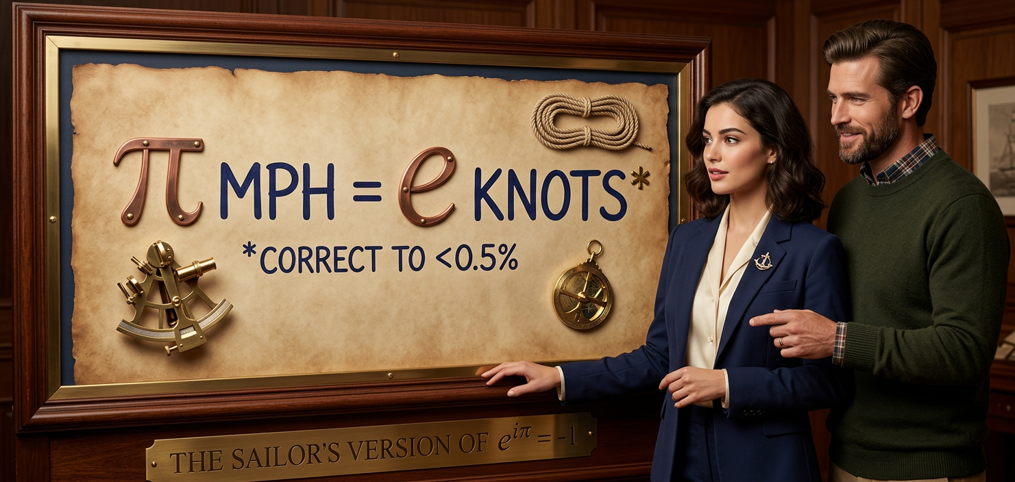 It works because a nautical mile is based on a degree of latitude, and the Earth (e) is a circle.