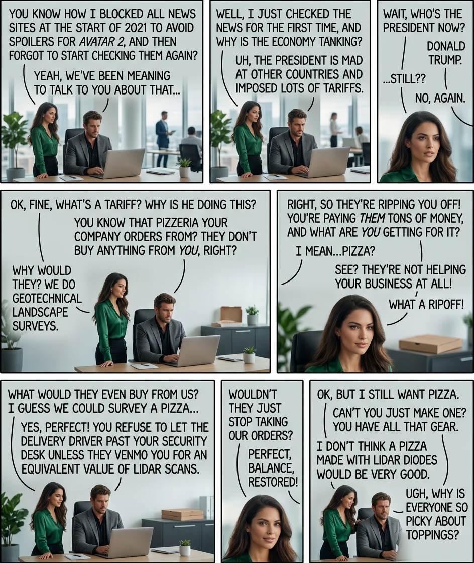 [later] I don't get why our pizza slices have such terrible reviews; the geotextile-infused sauce gives the toppings incredible slope stability!