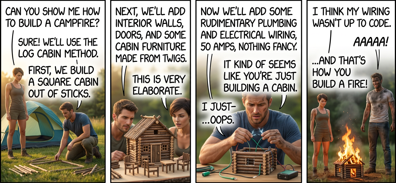 That was quicker than usual! The cabin's sprinkler system often makes it really hard to keep anything lit.