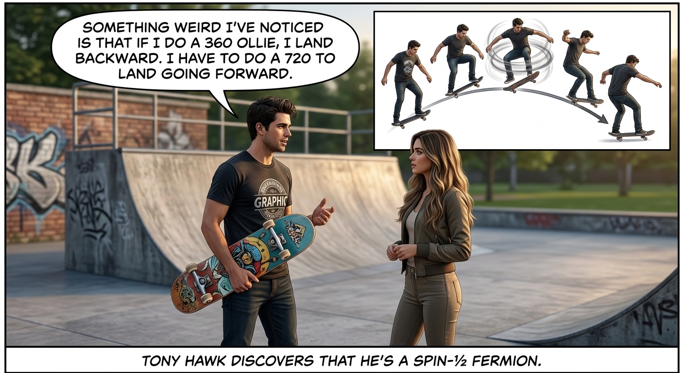 This discovery was key to his demonstration of regular/goofy symmetry violation, which won him gold in the theory portion of the X Games.