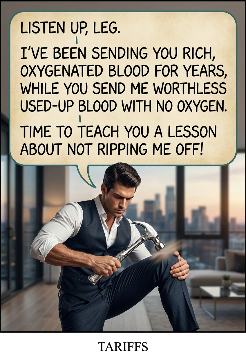 "You legs may have a comparative advantage at running, but we arms have a competitive advantage at swinging hammers, so unless you accept that we're the dominant limbs and stop hogging the oxygen, that running advantage won't be around for long."