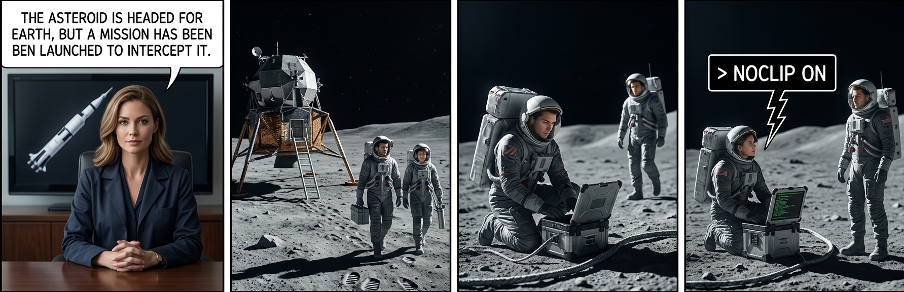 Lander, this is Houston. There's been a request that you turn clipping back on and instead set the mass to 1kg. The theorists believe that will be pretty funny.