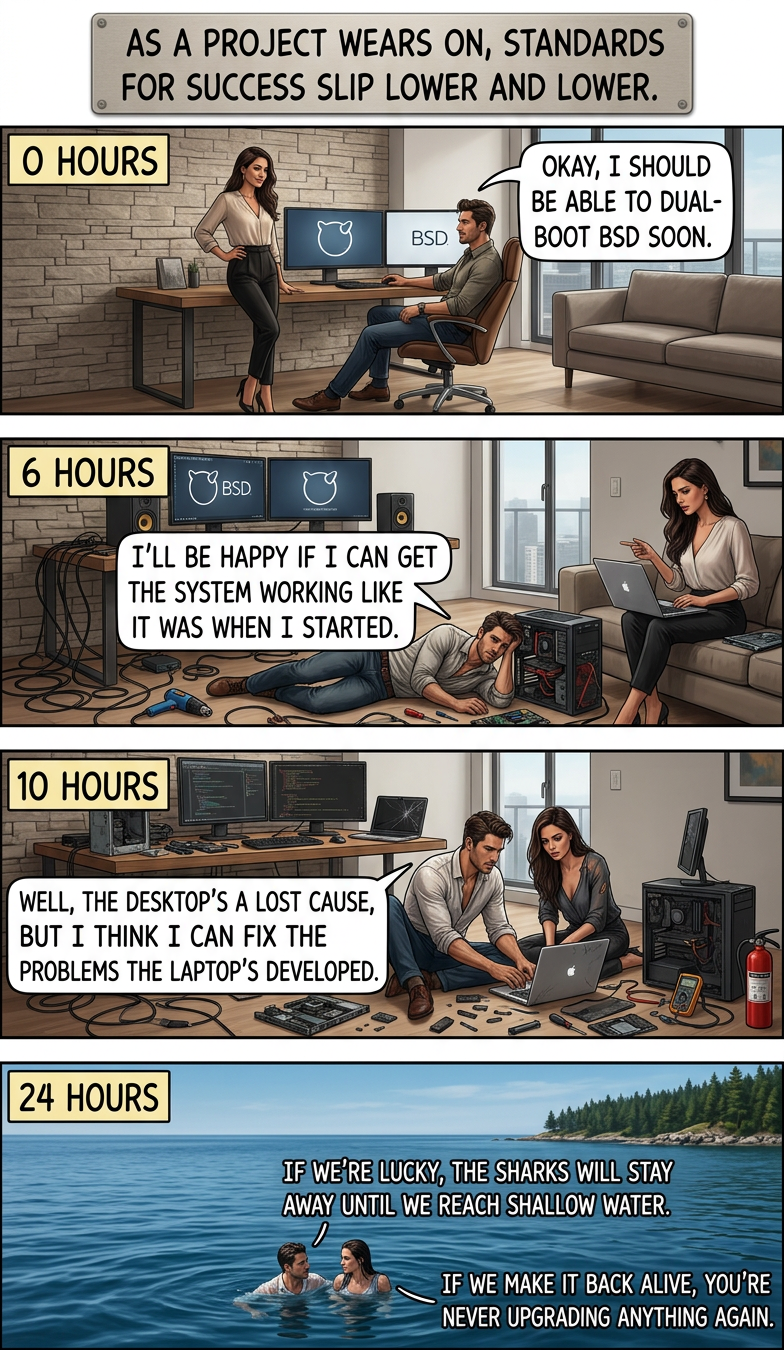 40% of OpenBSD installs lead to shark attacks.  It's their only standing security issue.