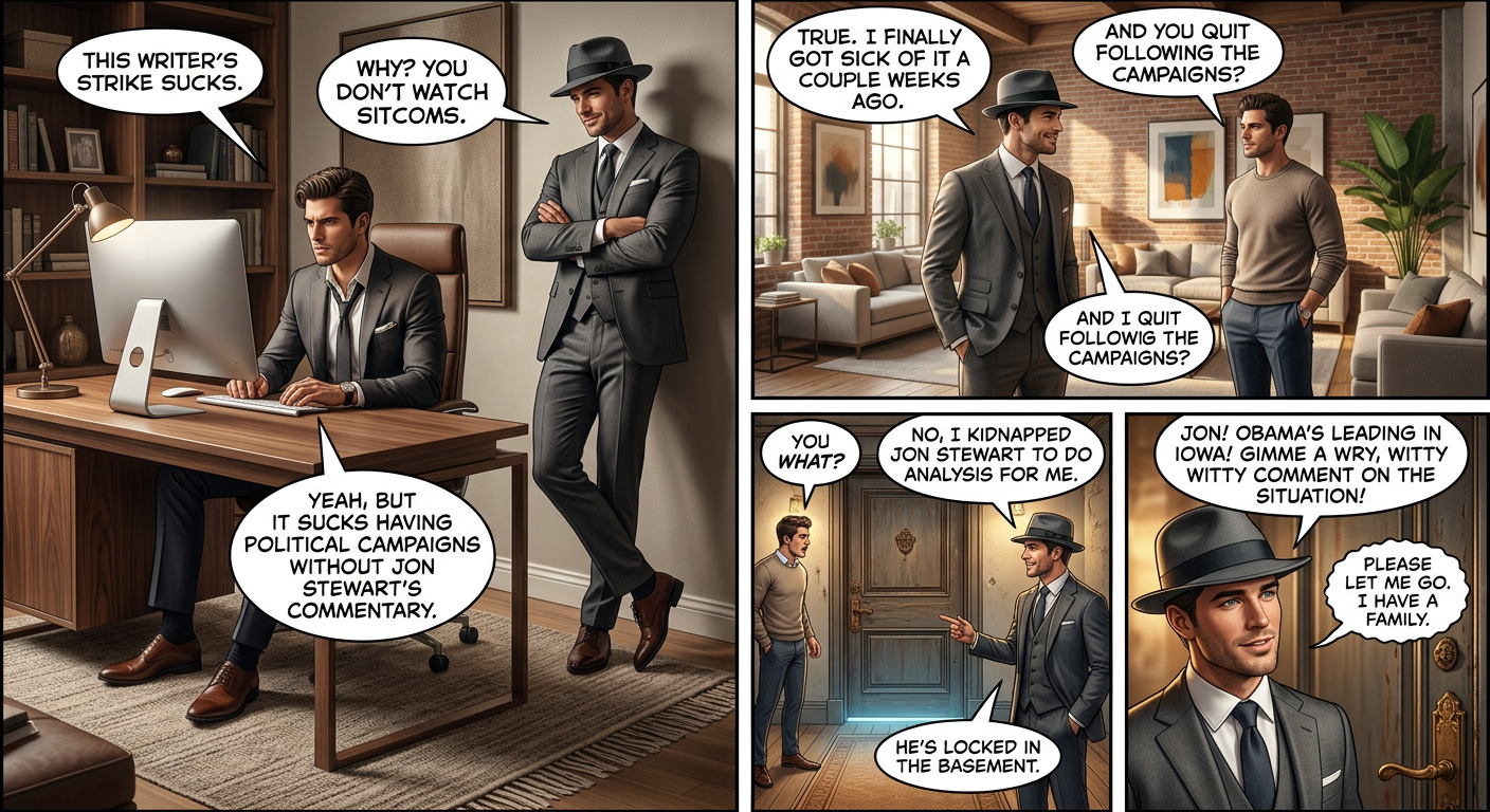 He's just jealous because everyone's up in the attic listening to Stephen Colbert.