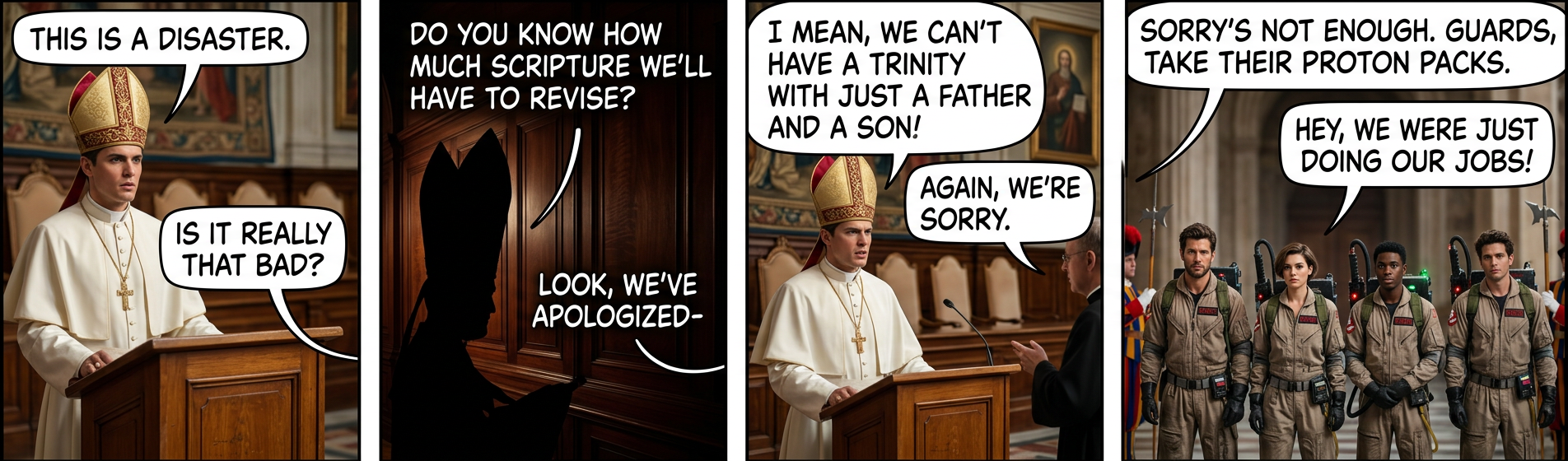 Okay, everyone, cross yourselves, then cross the streams.