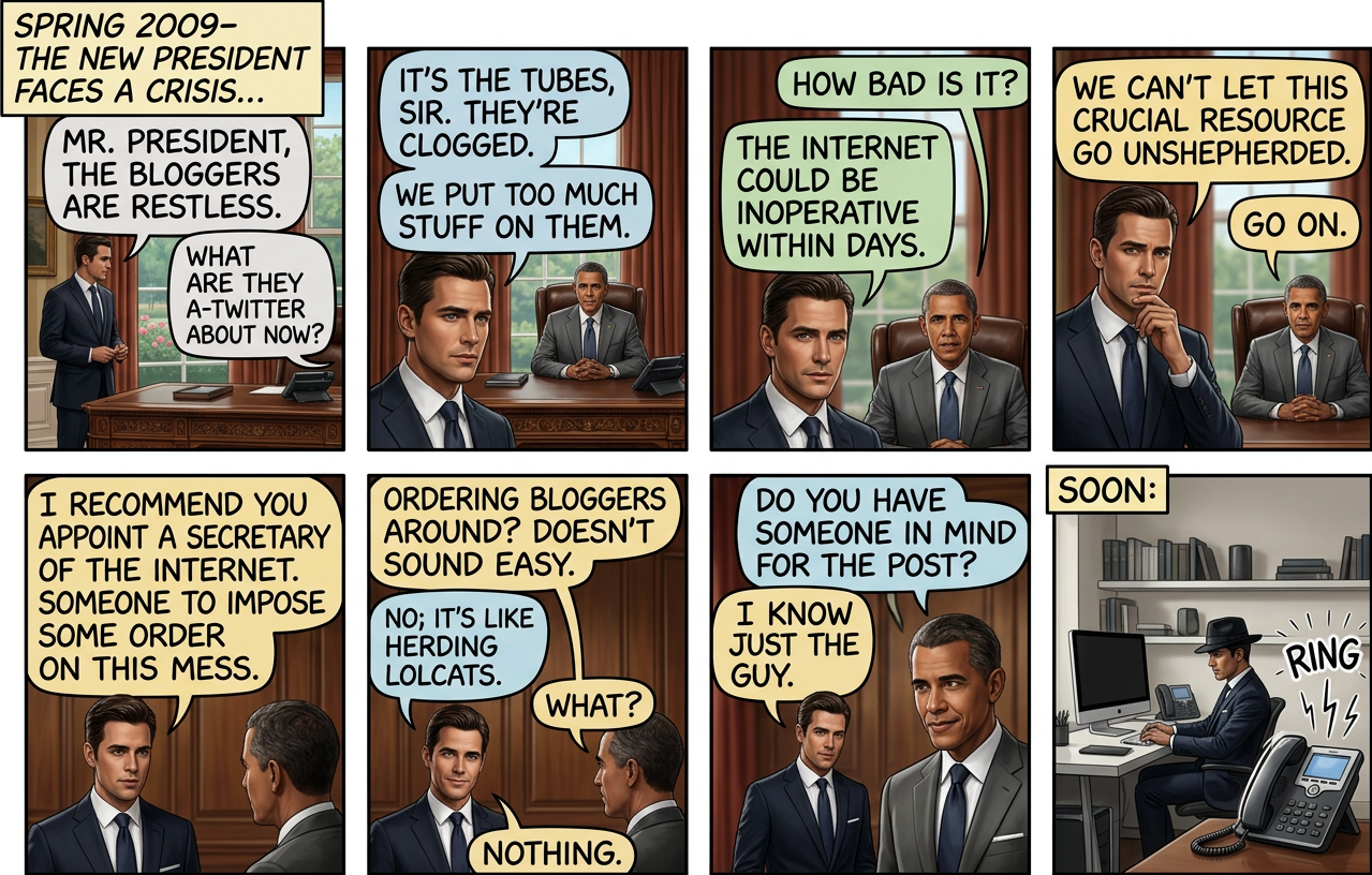 The blueprints for the Department of the Internet offices call for Ceiling Cat-themed sprinkler heads.