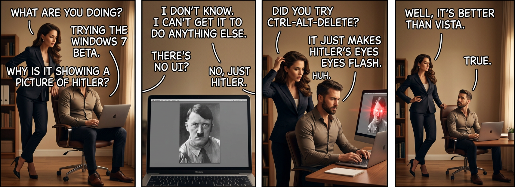 Disclaimer: I have not actually tried the beta yet.  I hear it's quite pleasant and hardly Hitler-y at all.