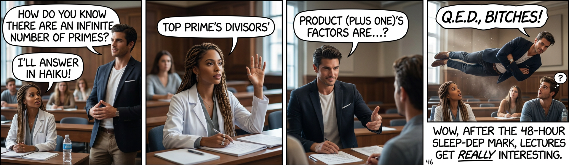 After somewhere around 40 hours, there's no academic reason to go to the class. Only go for the hallucinations.