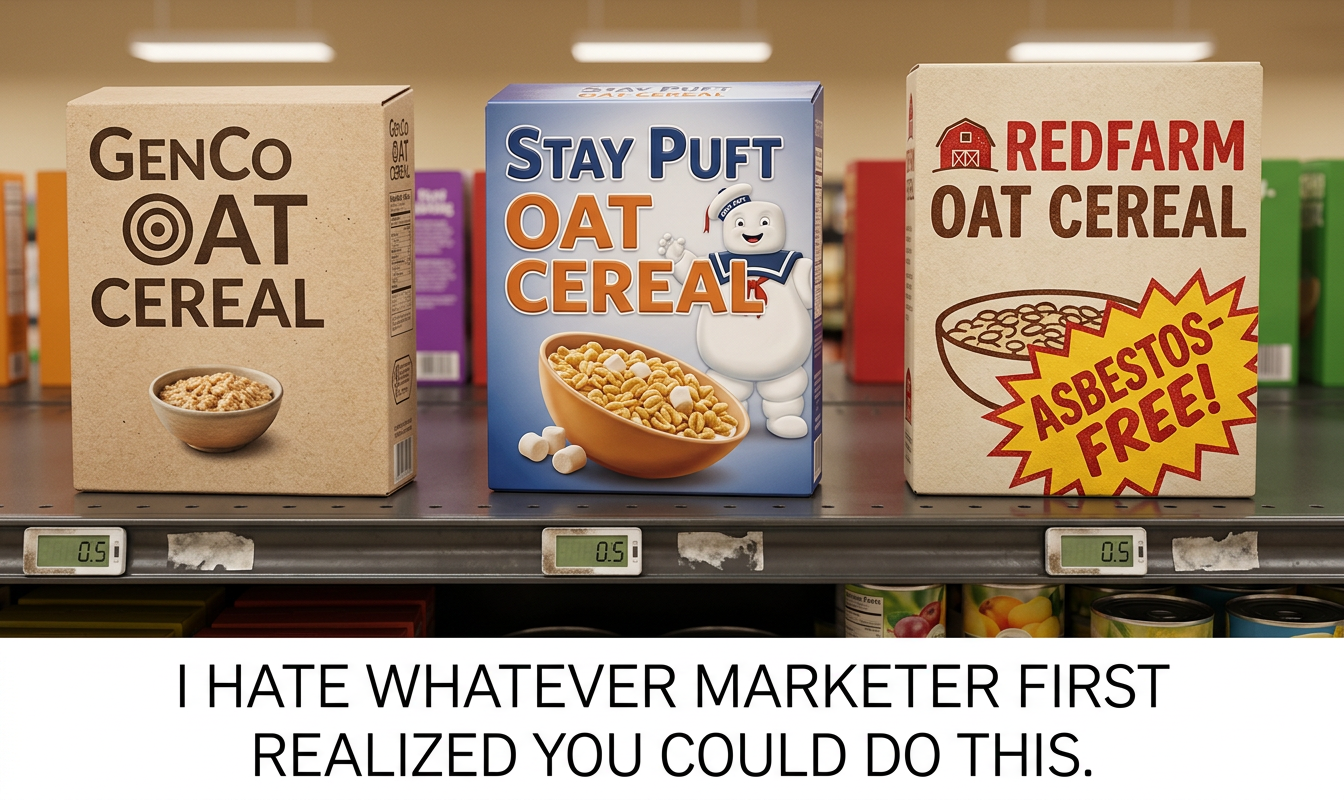 Asbestos is bad; definitely get the one on the right. Wait -- this one over here has no swine flu!  Now I can't decide.