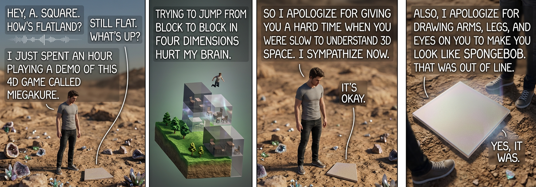 Also, I apologize for the time I climbed down into your world and everyone freaked out about the lesbian orgy overseen by a priest.