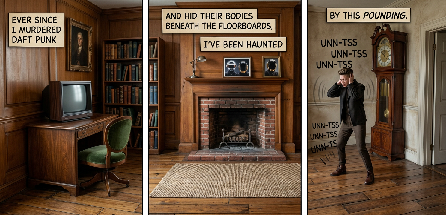 You fancy me mad. Could a madman have outsmarted the greatest electronica/techno artists of our era? Next to fall will be Roderick Usher's house/trance band.