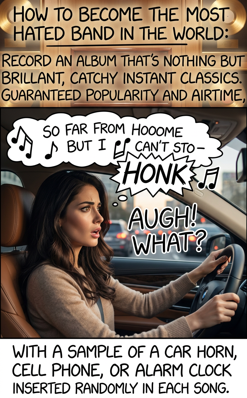 There are two or three songs out there with beeps in the chorus that sound exactly like the clock radio alarm I had in high school, and hearing it makes me think my life since junior year has been a dream I'm about to wake up from.