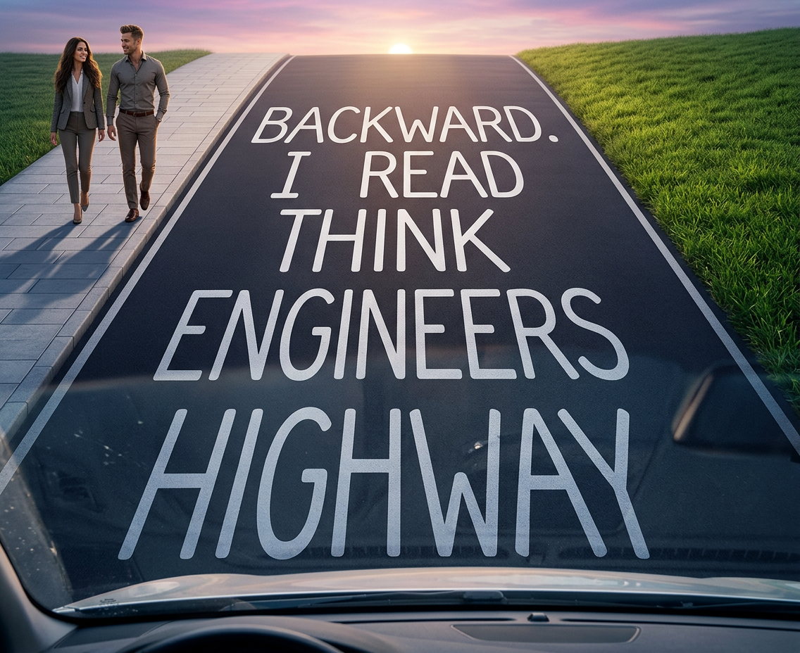 They actually started the reversed-text practice in 1977 -- not for ease-of-reading reasons, but because too many people were driving backward down the highway blasting the Star Wars opening theme.