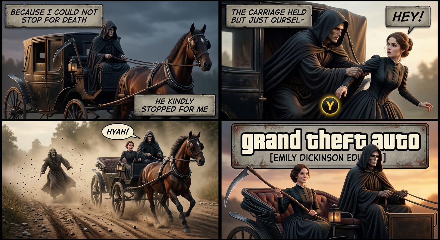 I learned from Achewood that since this poem is in ballad meter, it can be sung to the tune of Gilligan's Island.  Since then, try as I might, I haven't ONCE been able to read it normally.