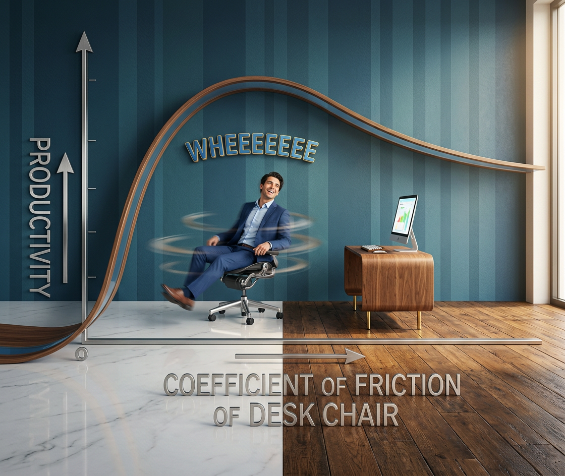 As the CoKF approaches 0, productivity goes negative as you pull OTHER people into chair-spinning contests.