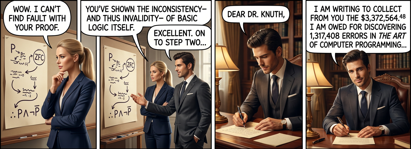 Dear Reader: Enclosed is a check for ninety-eight cents. Using your work, I have proven that this equals the amount you requested.