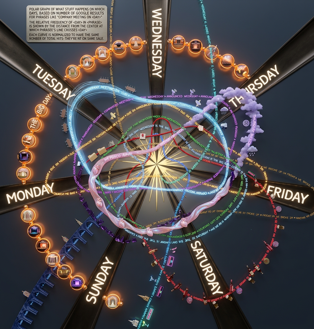 Not pictured: the elongated Halley's-Comet-like orbit of every Rebecca Black lyric.