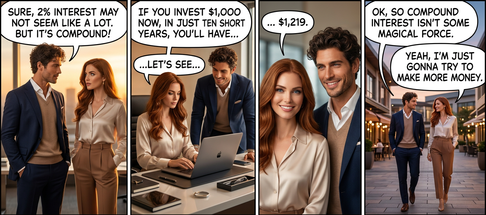 But Einstein said it was the most powerful force in the universe, and I take all my investment advice from flippant remarks by theoretical physicists making small talk at parties.