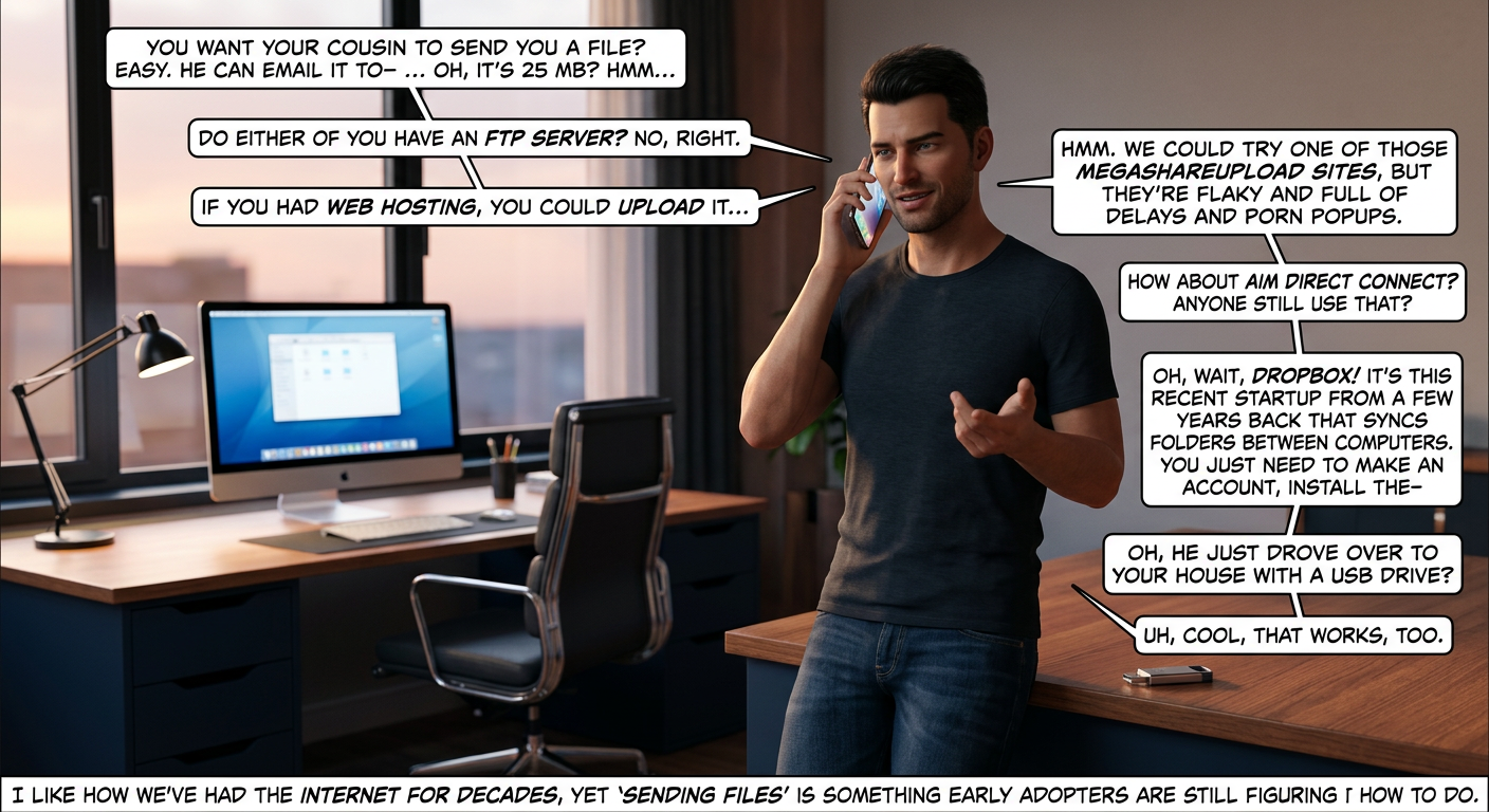 Every time you email a file to yourself so you can pull it up on your friend's laptop, Tim Berners-Lee sheds a single tear.