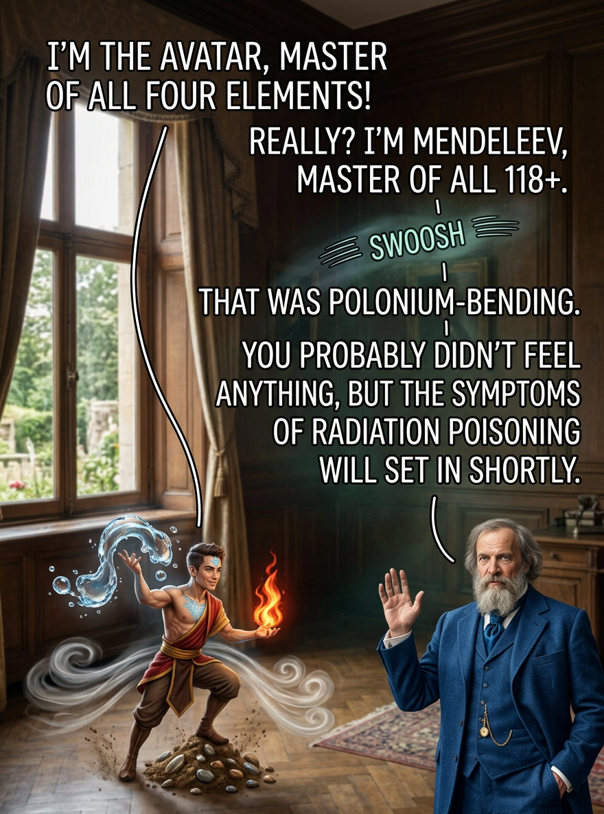 Of all the nations, the armies of the ununoctium-benders are probably the least intimidating. The xenon-benders come close, but their flickery signs are at least effective for propaganda.