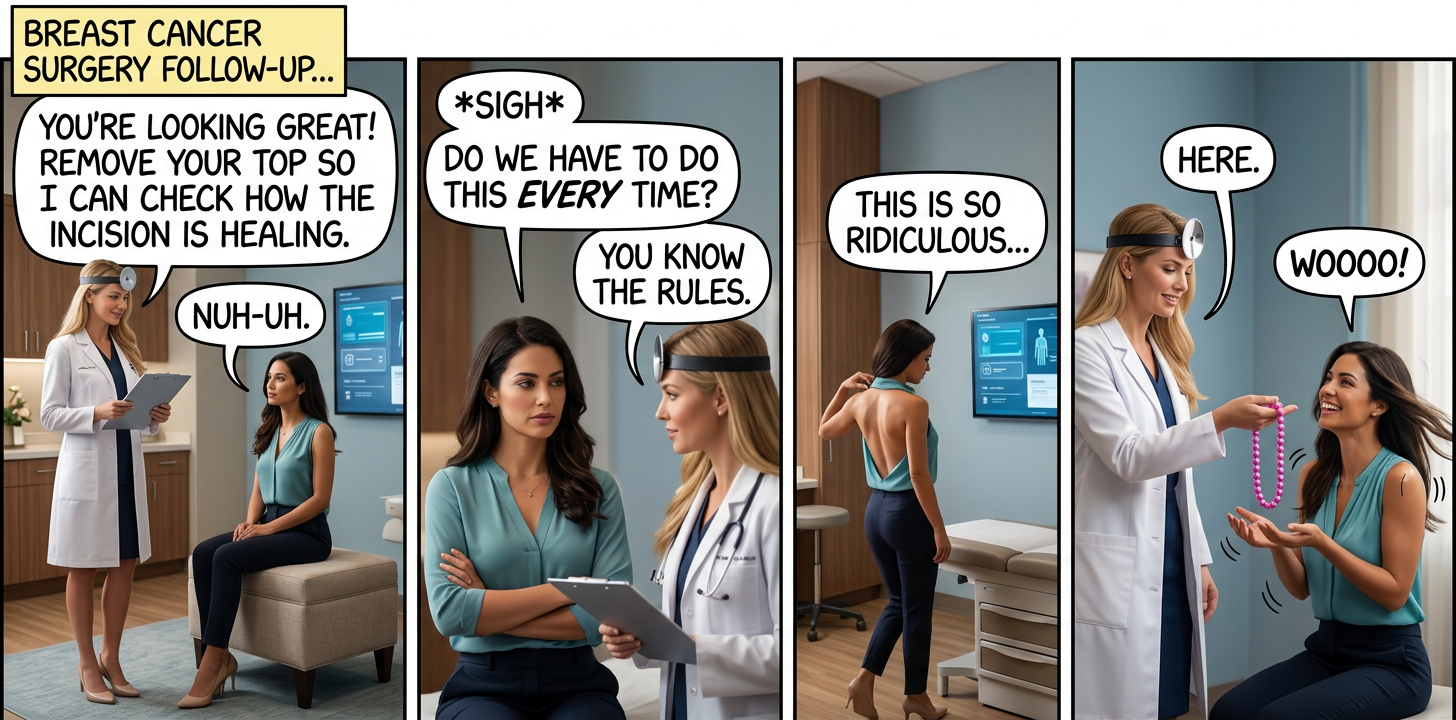 Favorite mastectomy breast prosthesis idea: a fake boob containing a spare rechargable battery, accessed via a nipple USB port. Complete with a ring of LED charge indicators in the areola!